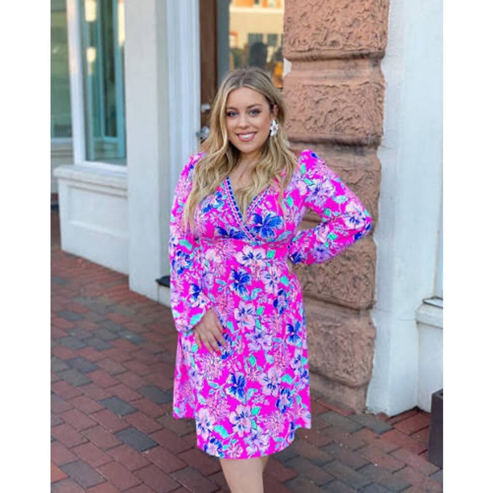 Lilly Pulitzer Carmilla Dress Pink Isle Last Bud Not Least Jersey